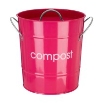 Milan Metal Compost Bin In Hot Pink