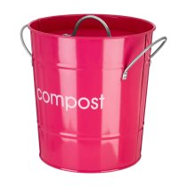 Milan Metal Compost Bin In Hot Pink