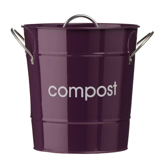 Newport Metal Compost Bathroom Bin In Purple