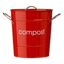 Newport Metal Compost Bathroom Bin In Red