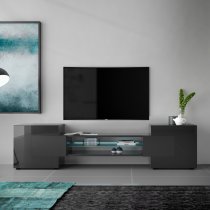 Nevaeh Dark Grey High Gloss TV Stand With 2 Doors And LED Lights