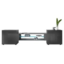 Nevaeh Dark Grey High Gloss TV Stand With 2 Doors And LED Lights