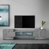 Nevaeh Wooden TV Stand With 2 Doors In Concrete Effect And LED Lights