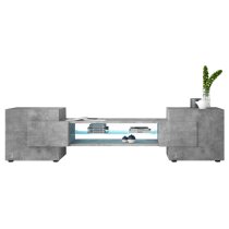 Nevaeh Wooden TV Stand With 2 Doors In Concrete Effect And LED Lights