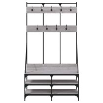 Akron Wooden Clothes Rack With Shoe Storage In Grey Sonoma Oak