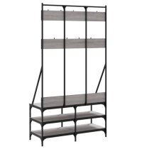 Akron Wooden Clothes Rack With Shoe Storage In Grey Sonoma Oak