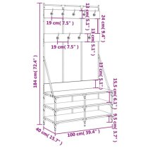 Akron Wooden Clothes Rack With Shoe Storage In Grey Sonoma Oak