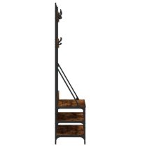 Akron Wooden Clothes Rack With Shoe Storage In Smoked Oak