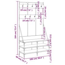 Akron Wooden Clothes Rack With Shoe Storage In Smoked Oak