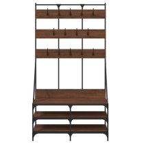 Camrose Wooden Clothes Rack With Shoe Storage In Brown Oak