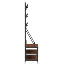 Camrose Wooden Clothes Rack With Shoe Storage In Brown Oak