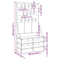 Camrose Wooden Clothes Rack With Shoe Storage In Brown Oak