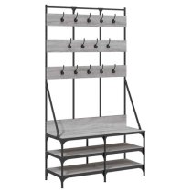 Camrose Wooden Clothes Rack With Shoe Storage In Grey Sonoma Oak