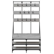 Camrose Wooden Clothes Rack With Shoe Storage In Grey Sonoma Oak