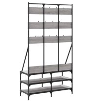 Camrose Wooden Clothes Rack With Shoe Storage In Grey Sonoma Oak