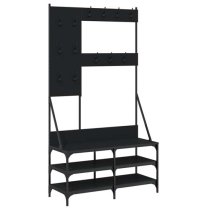 Denton Wooden Clothes Rack With Shoe Storage In Black