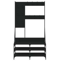 Denton Wooden Clothes Rack With Shoe Storage In Black