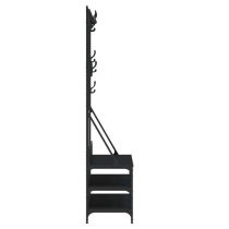 Denton Wooden Clothes Rack With Shoe Storage In Black