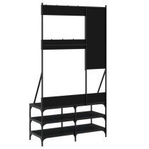 Denton Wooden Clothes Rack With Shoe Storage In Black