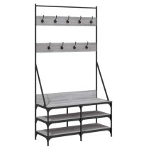 Denton Wooden Clothes Rack With Shoe Storage In Grey Sonoma Oak