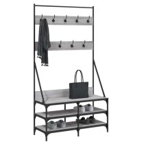 Denton Wooden Clothes Rack With Shoe Storage In Grey Sonoma Oak