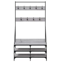 Denton Wooden Clothes Rack With Shoe Storage In Grey Sonoma Oak