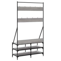 Denton Wooden Clothes Rack With Shoe Storage In Grey Sonoma Oak