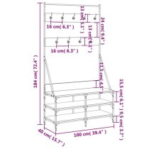 Denton Wooden Clothes Rack With Shoe Storage In Grey Sonoma Oak