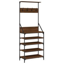 Fremont Wooden Clothes Rack With Shoe Storage In Brown Oak