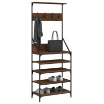 Fremont Wooden Clothes Rack With Shoe Storage In Brown Oak