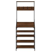 Fremont Wooden Clothes Rack With Shoe Storage In Brown Oak