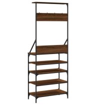 Fremont Wooden Clothes Rack With Shoe Storage In Brown Oak