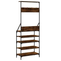 Fremont Wooden Clothes Rack With Shoe Storage In Smoked Oak