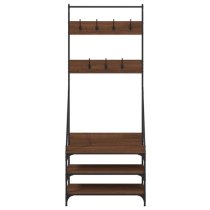 Hebron Wooden Clothes Rack With Shoe Storage In Brown Oak