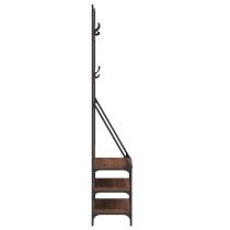 Hebron Wooden Clothes Rack With Shoe Storage In Brown Oak