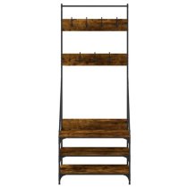 Hebron Wooden Clothes Rack With Shoe Storage In Smoked Oak