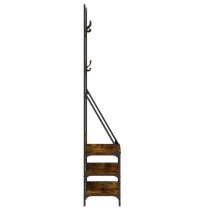 Hebron Wooden Clothes Rack With Shoe Storage In Smoked Oak