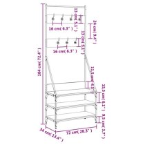 Hebron Wooden Clothes Rack With Shoe Storage In Smoked Oak