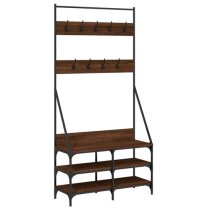 Jasper Wooden Clothes Rack With Shoe Storage In Brown Oak