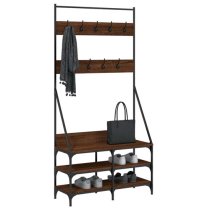 Jasper Wooden Clothes Rack With Shoe Storage In Brown Oak