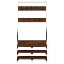 Jasper Wooden Clothes Rack With Shoe Storage In Brown Oak