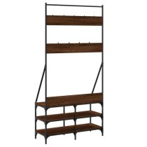 Jasper Wooden Clothes Rack With Shoe Storage In Brown Oak