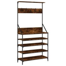 Jasper Wooden Clothes Rack With Shoe Storage In Smoked Oak