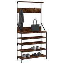 Jasper Wooden Clothes Rack With Shoe Storage In Smoked Oak