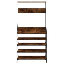 Jasper Wooden Clothes Rack With Shoe Storage In Smoked Oak