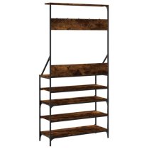 Jasper Wooden Clothes Rack With Shoe Storage In Smoked Oak