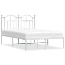 Bolivia Metal Small Double Bed With Headboard In White