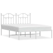 Bolivia Metal Double Bed With Headboard In White