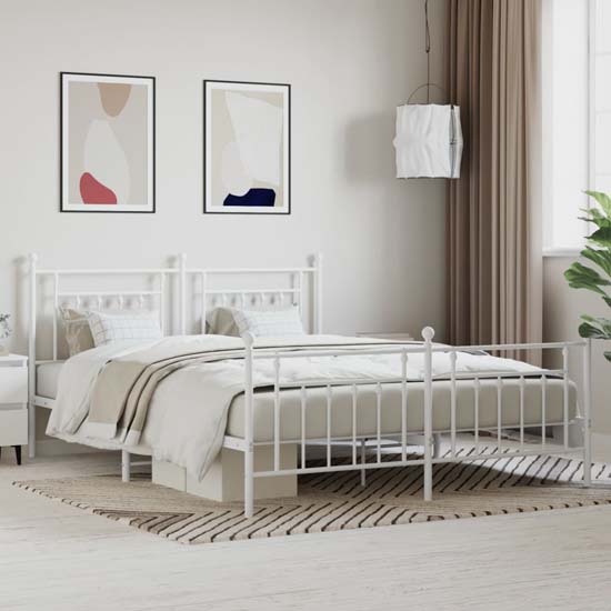 Attica Metal Super King Size Bed In White