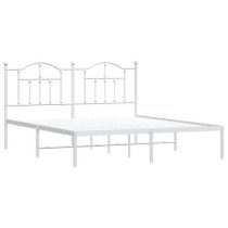 Bolivia Metal Super King Size Bed With Headboard In White